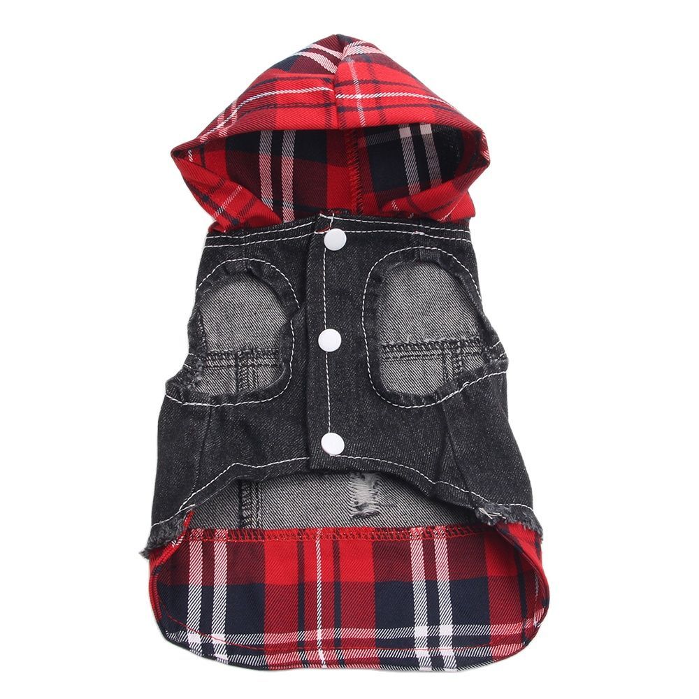 Hooded Plaid Denim Shirt