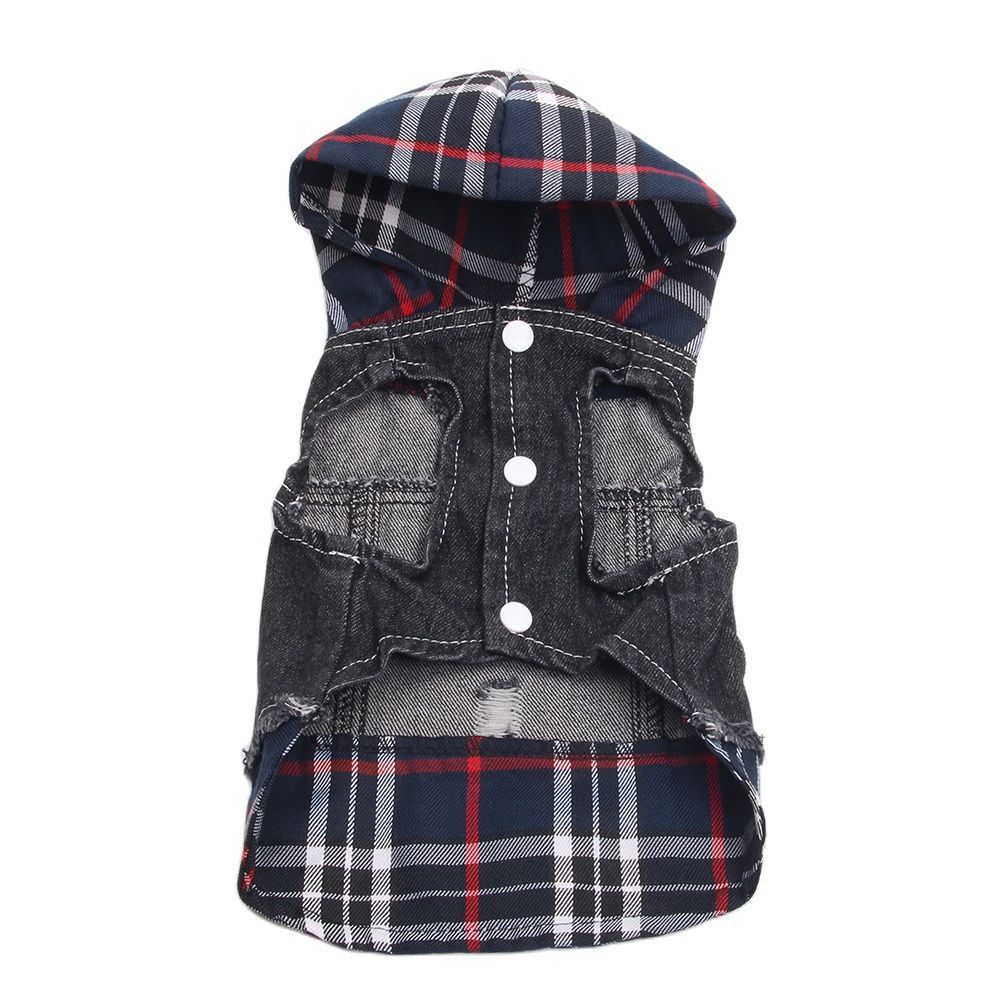 Hooded Plaid Denim Shirt