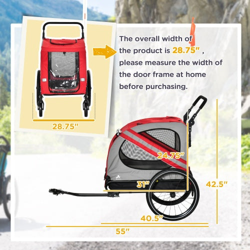 2-in-1 Pet Bike Trailer For Small Dogs