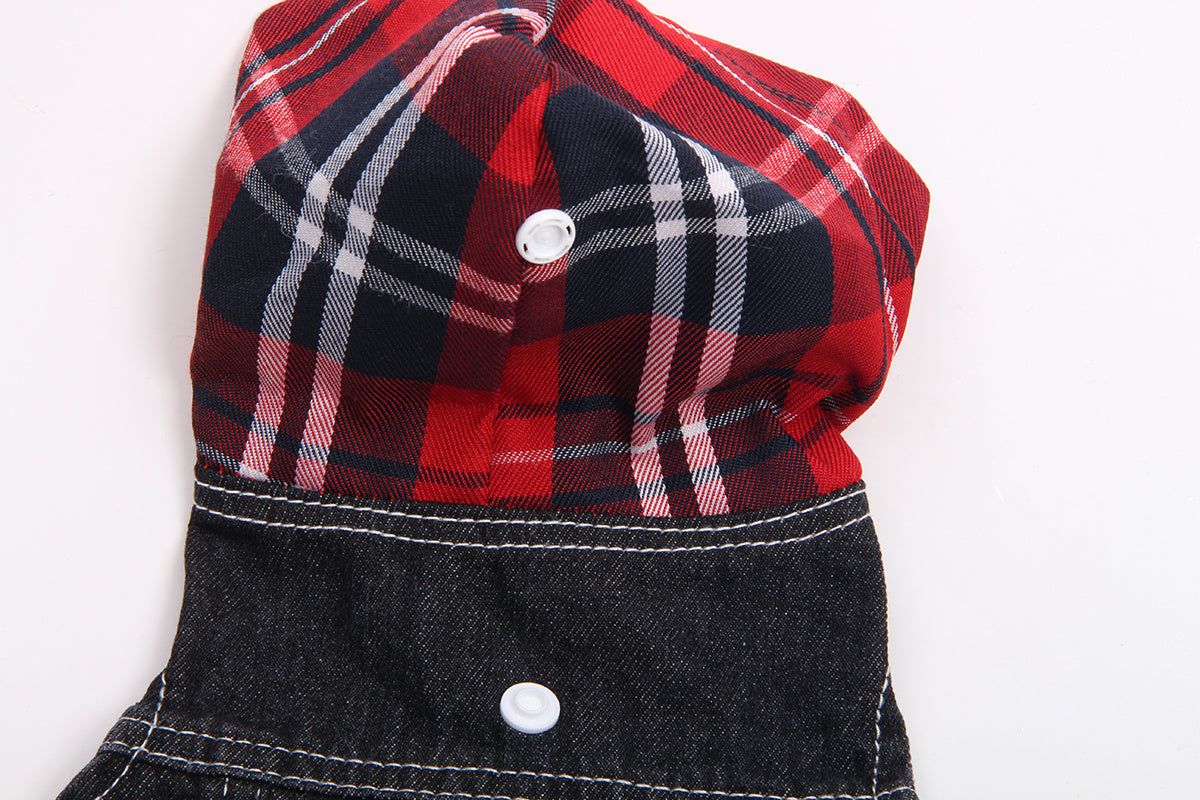 Hooded Plaid Denim Shirt
