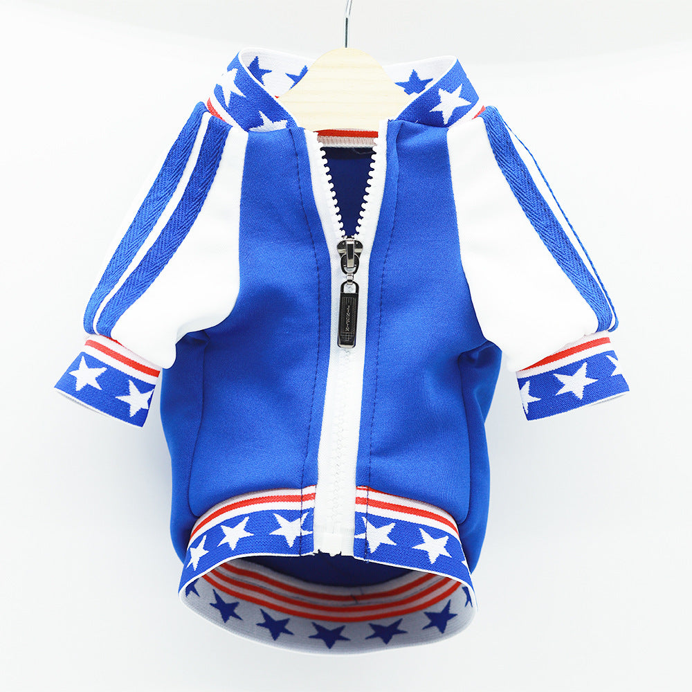 Trendy Red, white and Blue Baseball Jacket