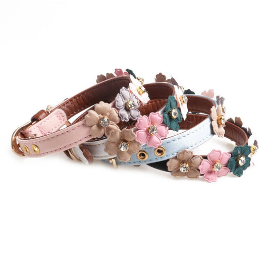 Flower Collar With Rhinestones