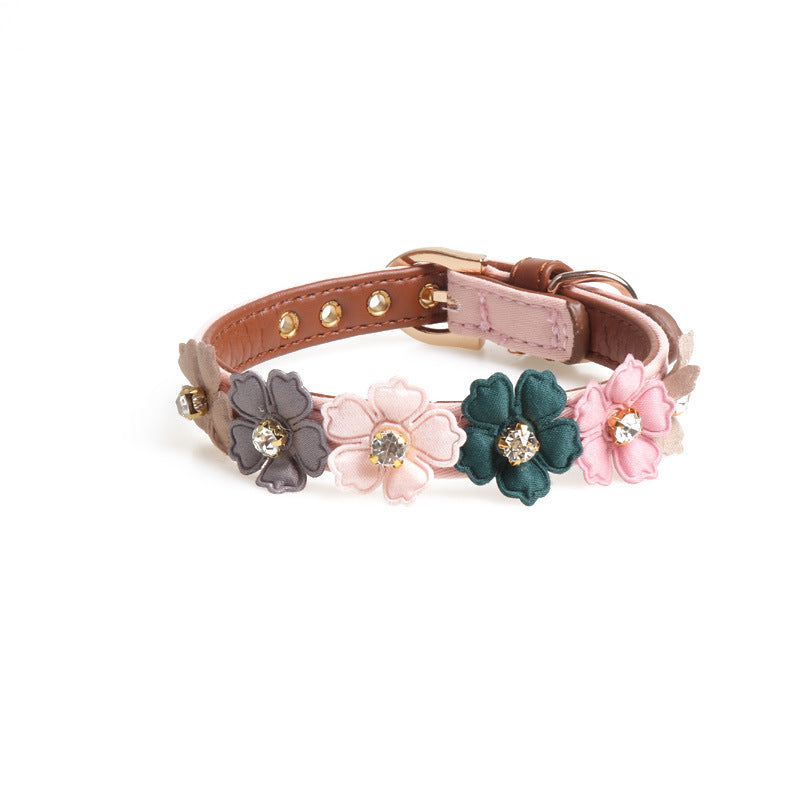 Flower Collar With Rhinestones